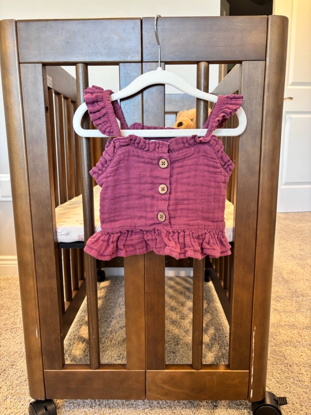 Jamie Kay Mauve Pink Ruffled Button Crop Top